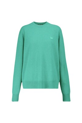 pull-en-laine-cotelee-vert-avec-application-visage-emblematique