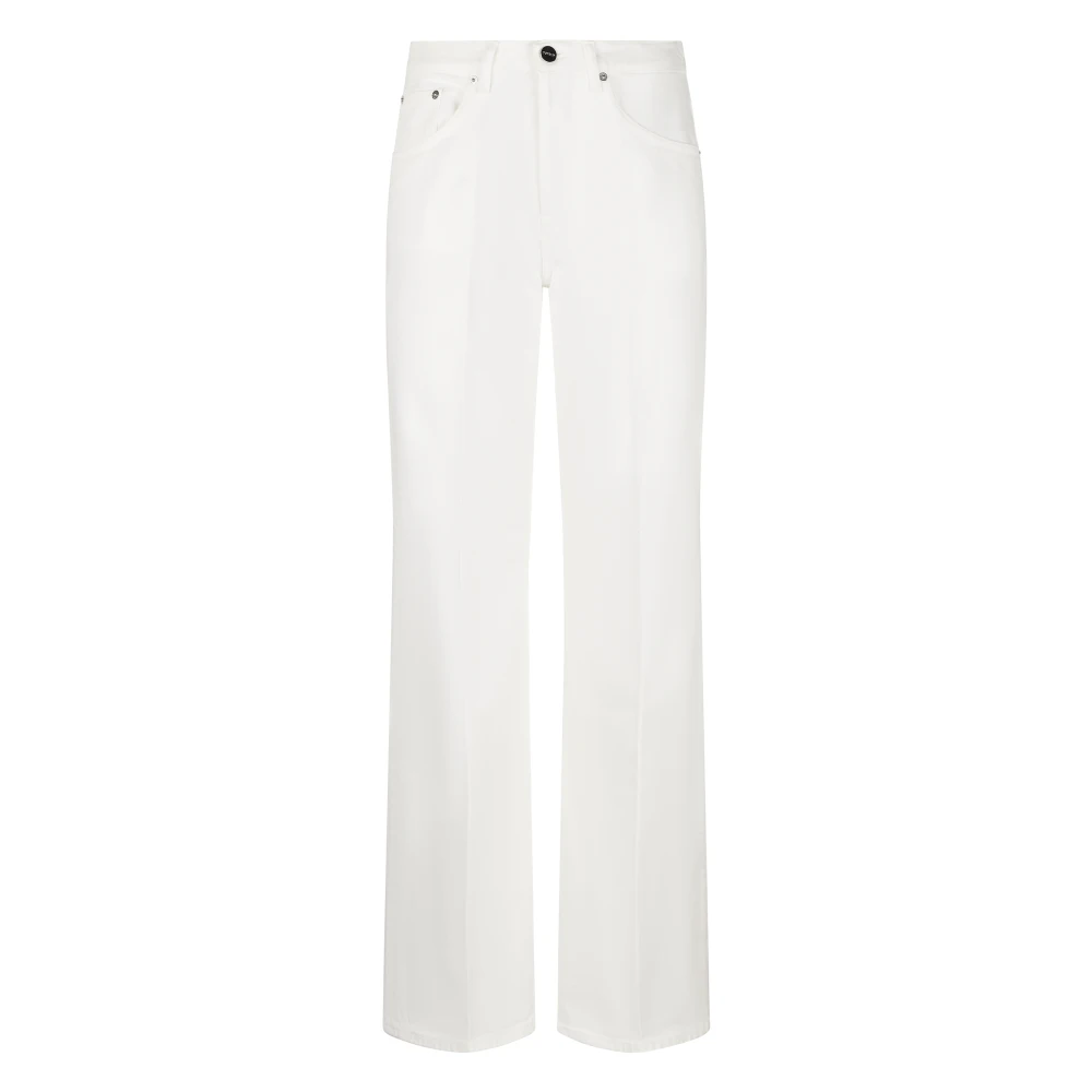 Dondup Women's White Wide Trousers, W31, Jeans Wide Leg Jacklyn