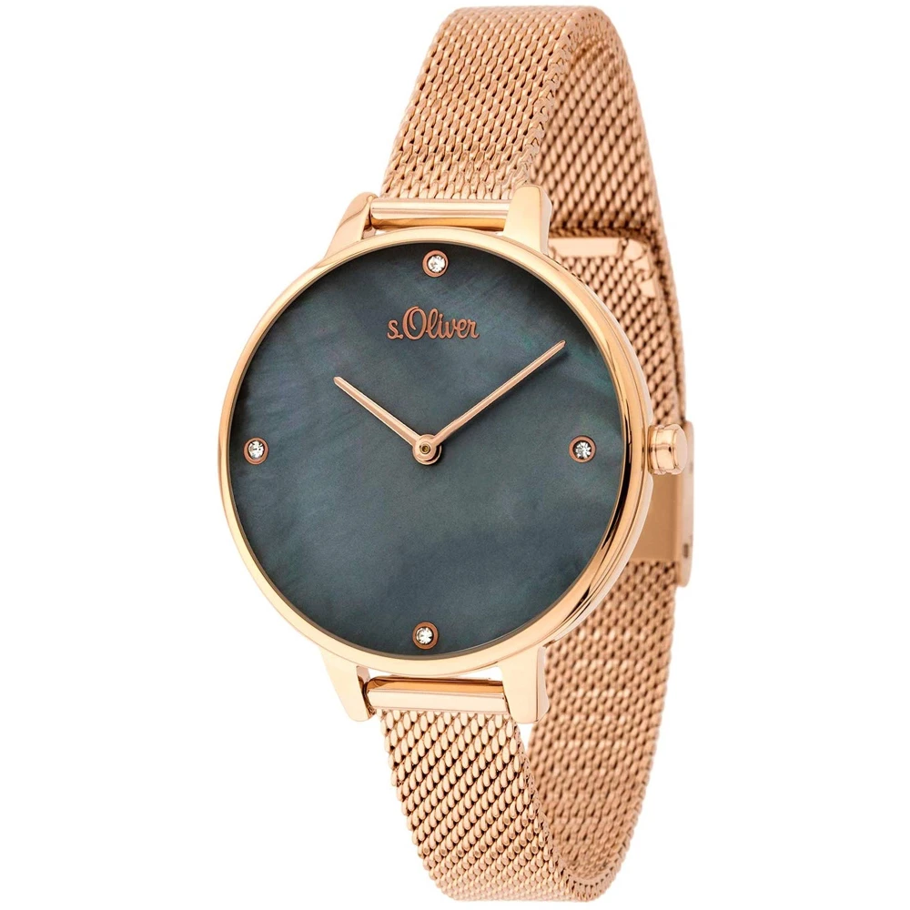 S.oliver Multicolor Watches, Female, One Size, Ladies Watch So-3657-Mq Gold Black