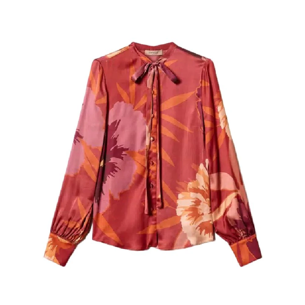 Twinset Bloemen satijnen overhemd Multicolor Dames