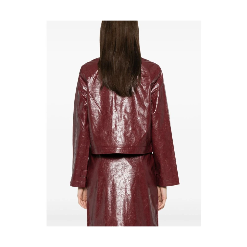 BAUM UND PFERDGARTEN Rood leren bovenkleding met meerdere zakken Red Dames