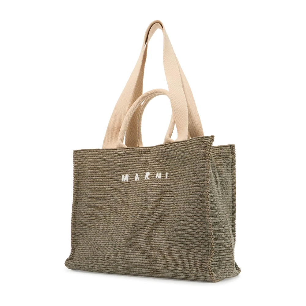 Marni Raffia Effect Tote Tas Green Heren