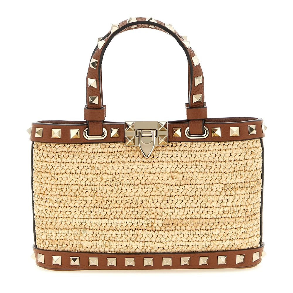Valentino Garavani Women's Beige Mini Rockstud Shopping Bag