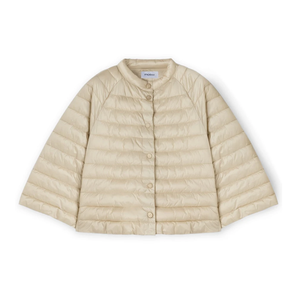 Motivi Gewatteerde capuchon gemaakt van glanzend nylon Beige Dames