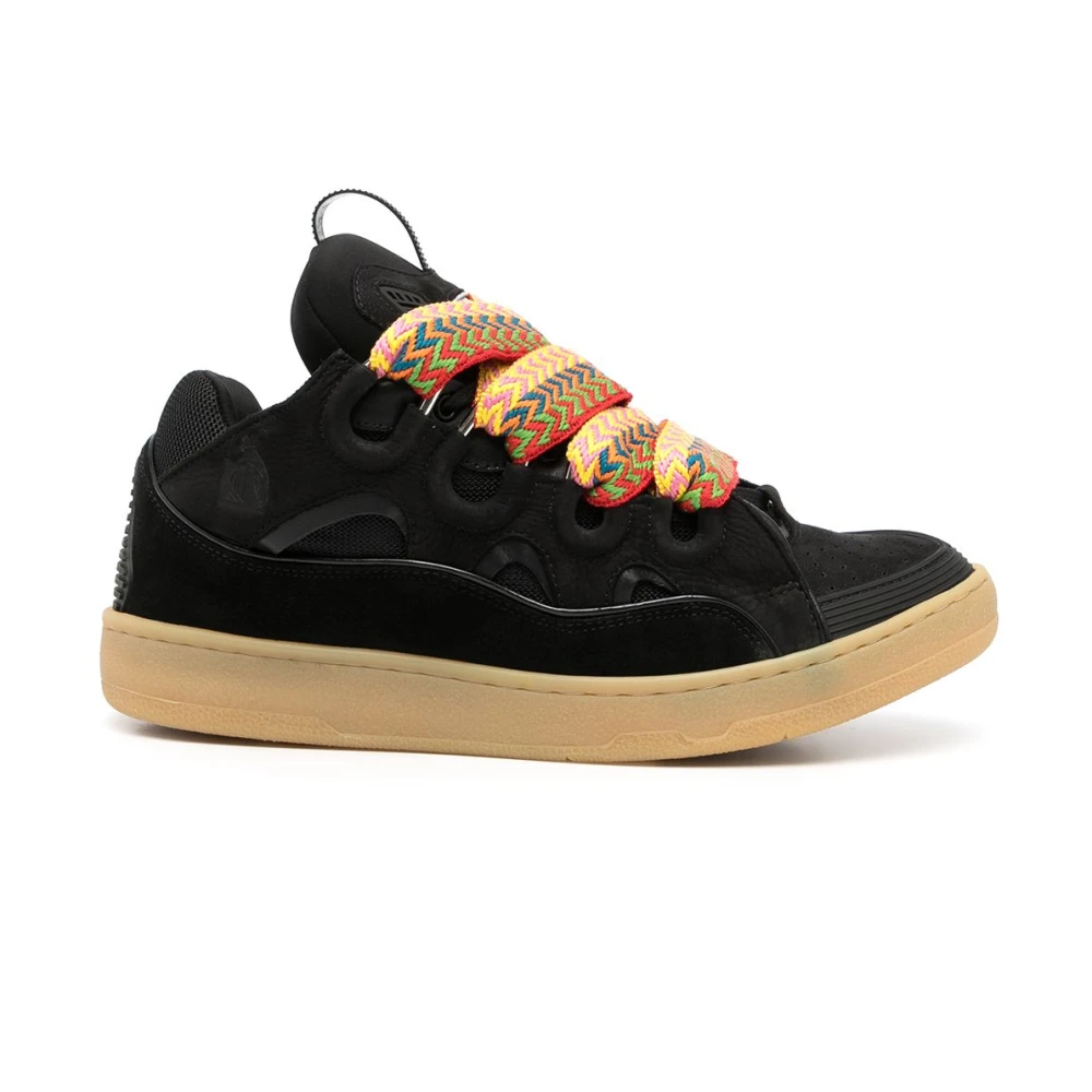 Lanvin Zwarte Leren Curb Sneakers Heren Schoenen