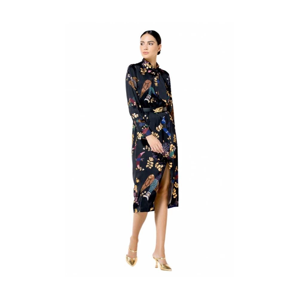 Caroline Biss Gedrukte Viscose Jurk Cache Coeur Stijl Multicolor Dames