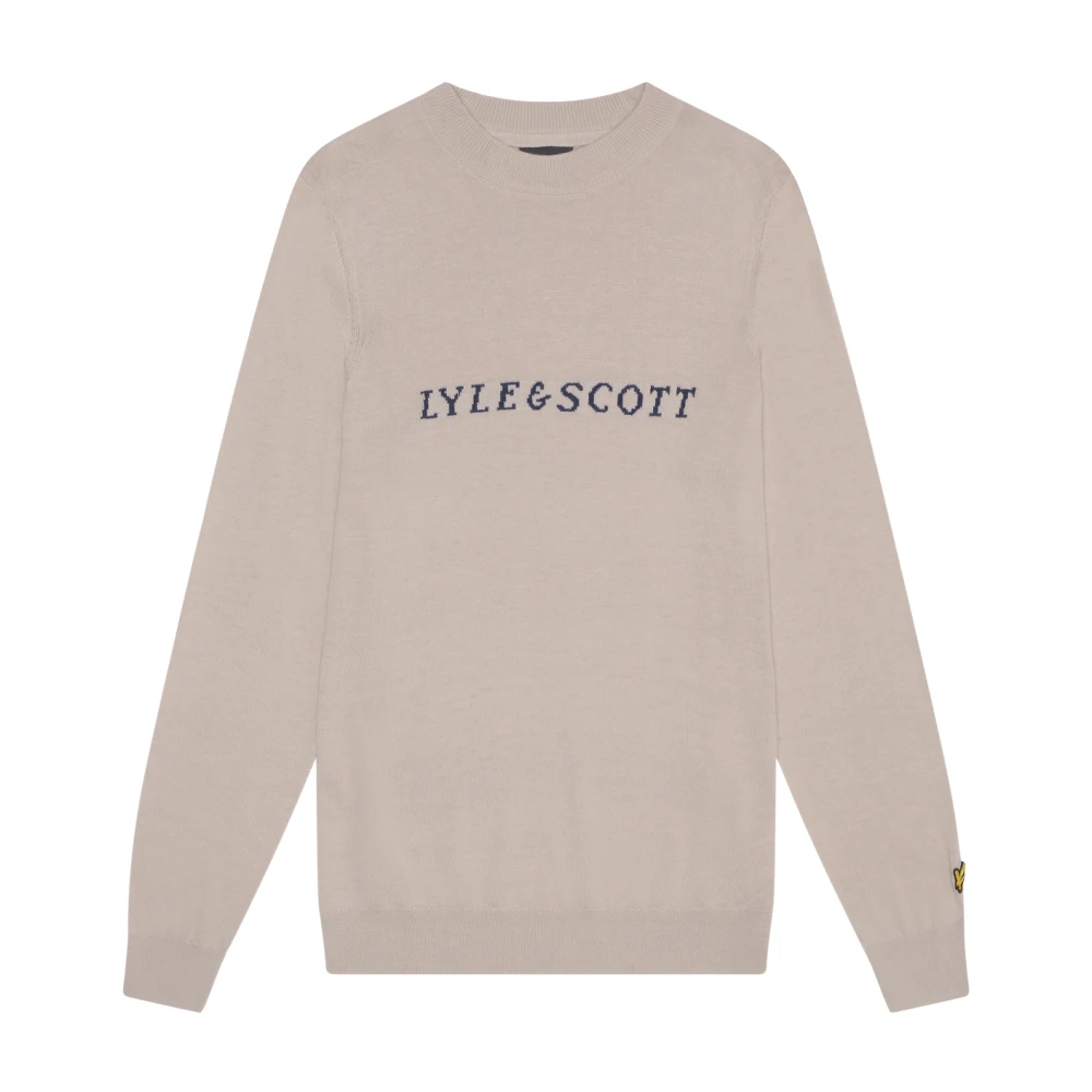 Lyle & Scott Script Jacquard Jumper Gebreid Beige Heren