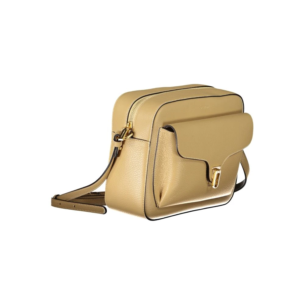 Coccinelle Beige Leren Schoudertas met Verstelbare Band Beige Dames