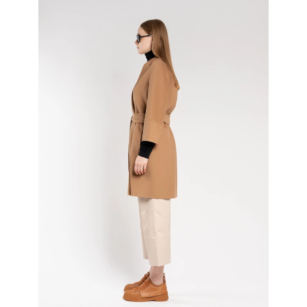 Max Mara Dubbele wollen jas met kimonomouwen Beige Dames