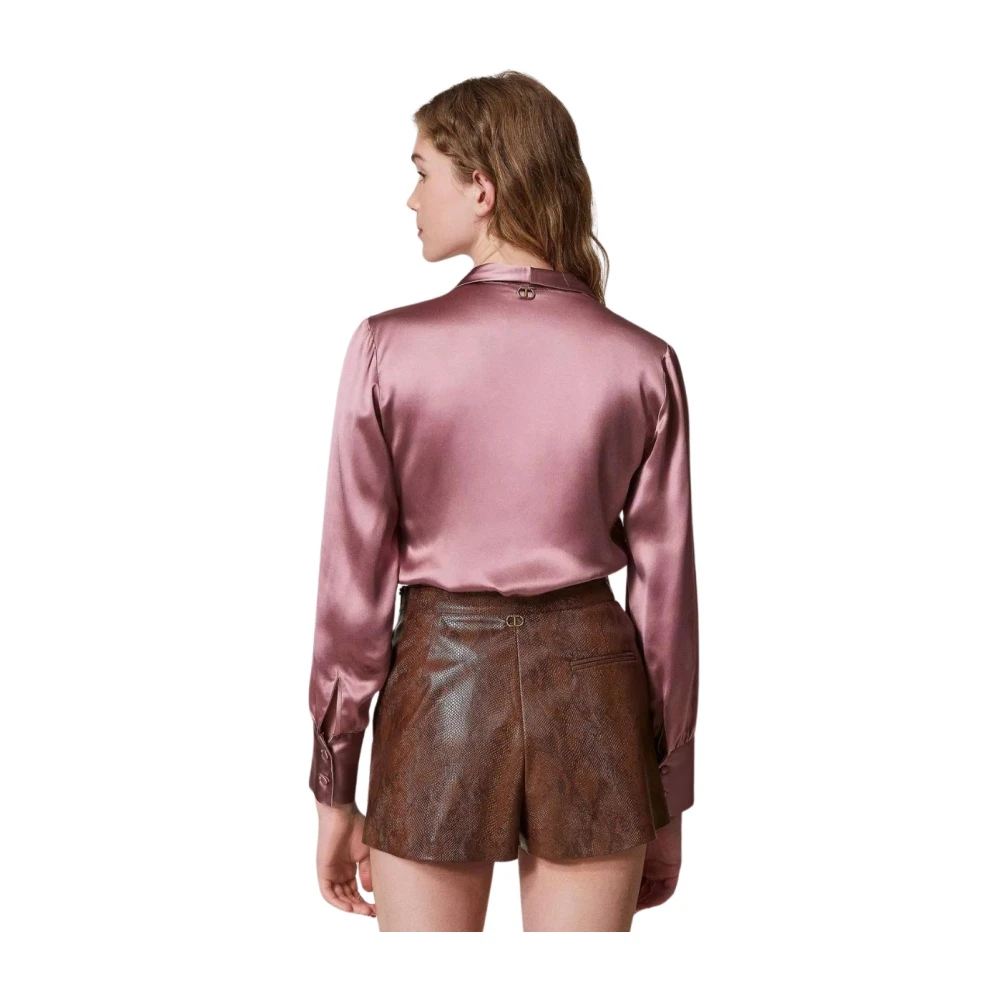 Twinset Satijnen Overhemd Beige Dames