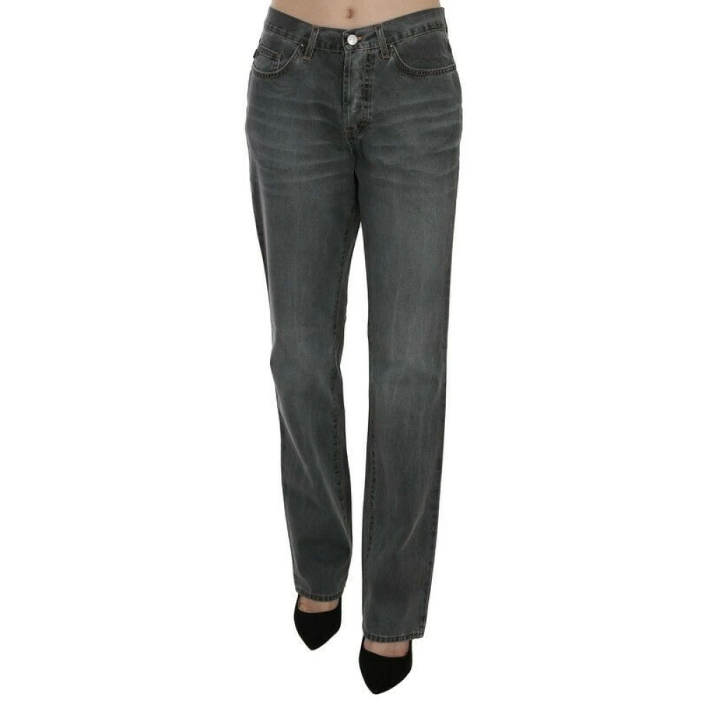 Just Cavalli Grijze Straight Leg Jeans met Medium Taille Gray Dames