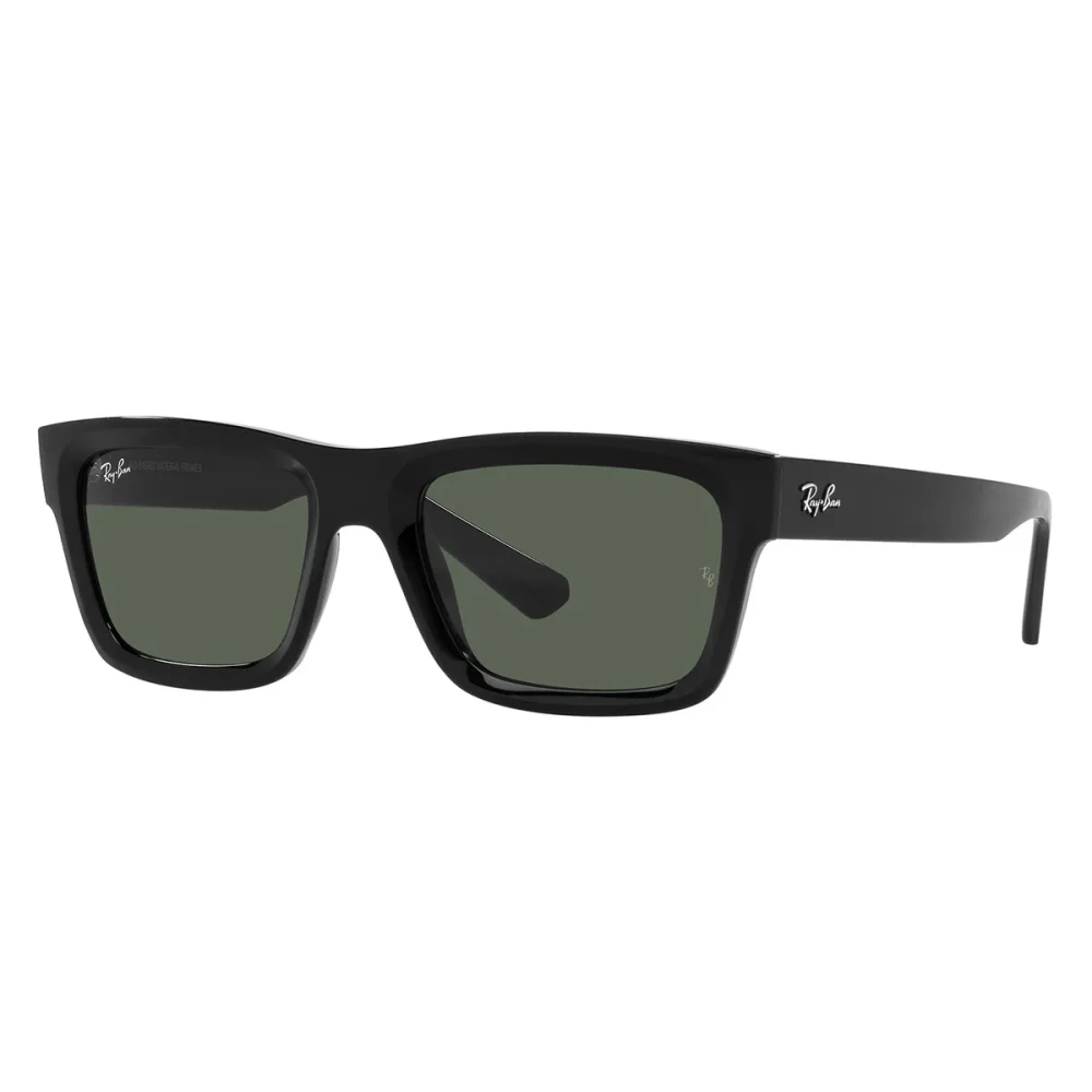 Ray-Ban Unisex Black Sunglasses, 54 Mm, Rectangular Sunglasses With Green Lenses