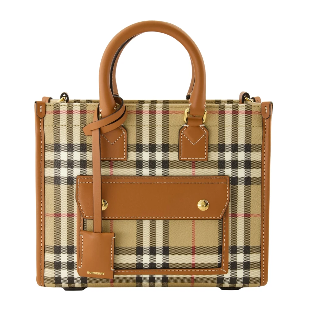 Burberry Vintage Check Mini Tote Tas Beige Dames