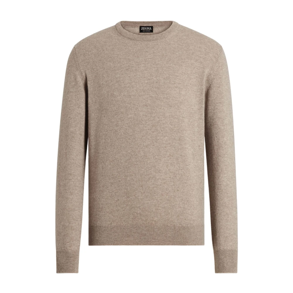 Zegna Men's Beige Cashmere Knitwear, Xl, Cashmere Crew Neck Jumper Taupe Grey