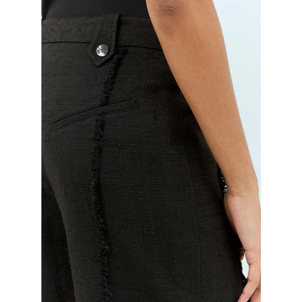 Ganni Gefranjerde Tweed Suiting Broek Black Dames