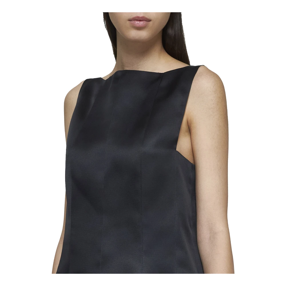 Khaite Zwarte Zijden Satijnen Mini Jurk Black Dames
