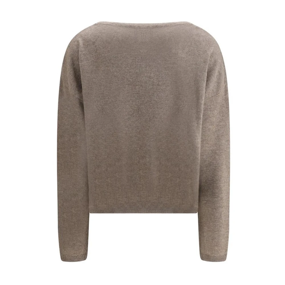 Lisa Yang Cashmere V-Neck Cardigan met Ribbed Cuffs Beige Dames