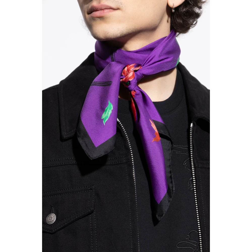 Moschino Zijden sjaal met bloemenpatroon Purple Unisex