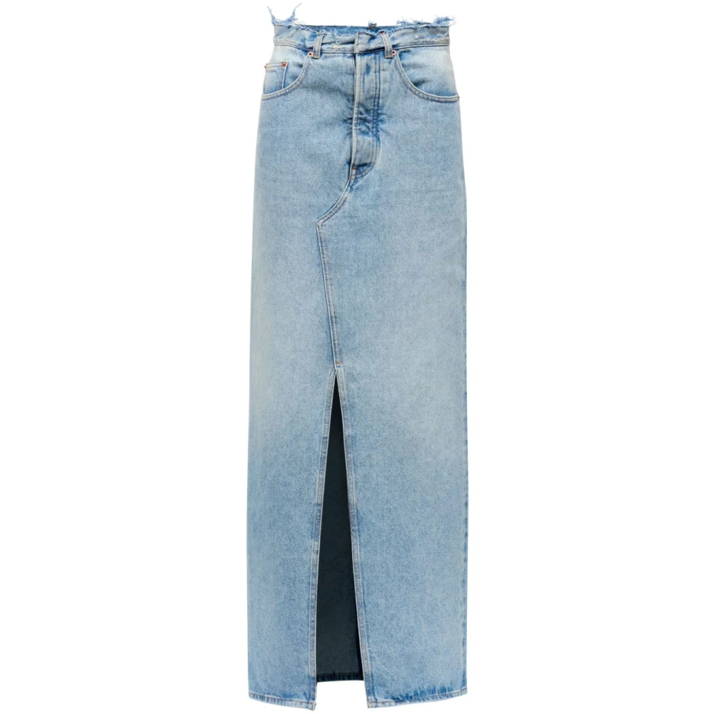 MM6 Maison Margiela Heldere Blauwe Denim Rok met Voorspleet Blue Dames