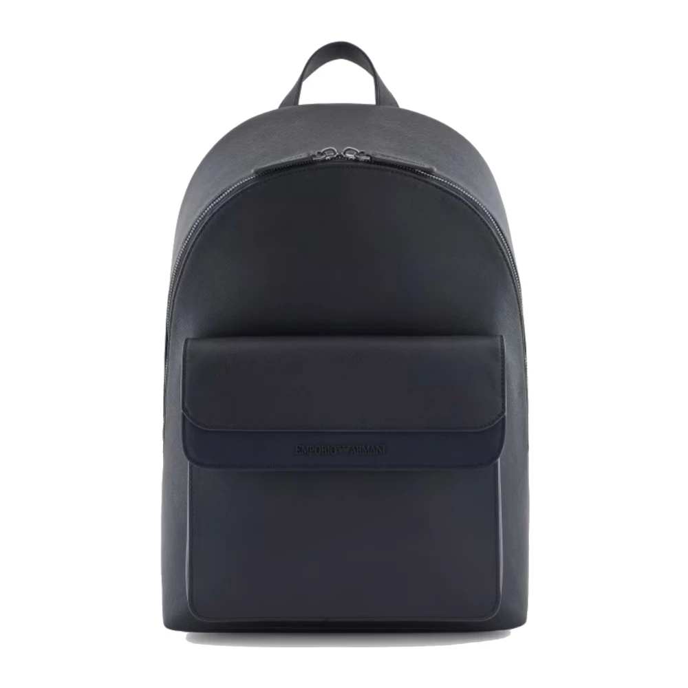 Emporio Armani Blauwe Saffiano en Nylon Rugzak Blue Heren