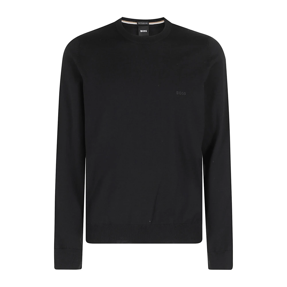 Hugo Boss Wol Ronde Hals Trui Black Heren
