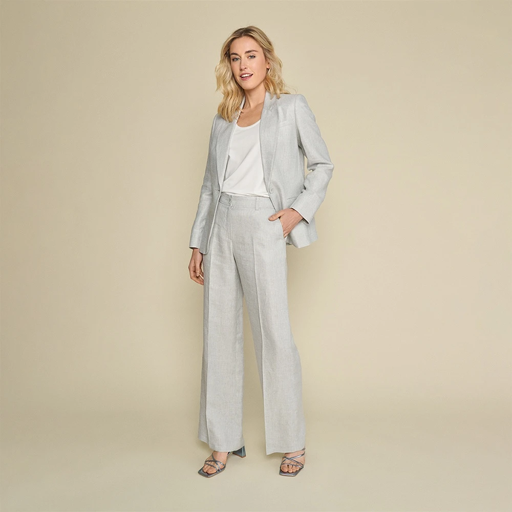 Marie Méro Lichtgrijze Linnen Katoenen Blazer Gray Dames