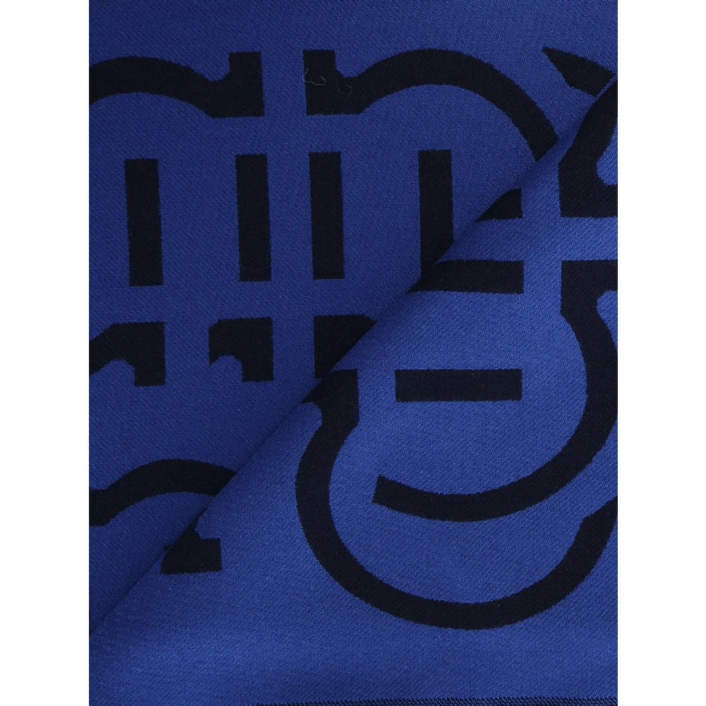 Salvatore Ferragamo Luxe Oblung Shawl Stole Sjaals Blue Heren