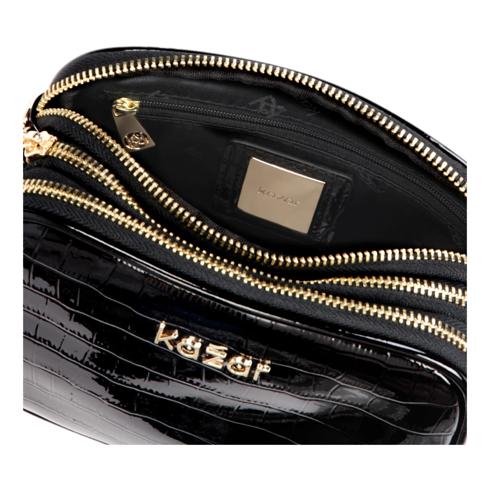 Kazar Kleine universele tas aan een band met elegante reliëf Black Dames