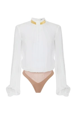 Body i georgette med juvelkrage