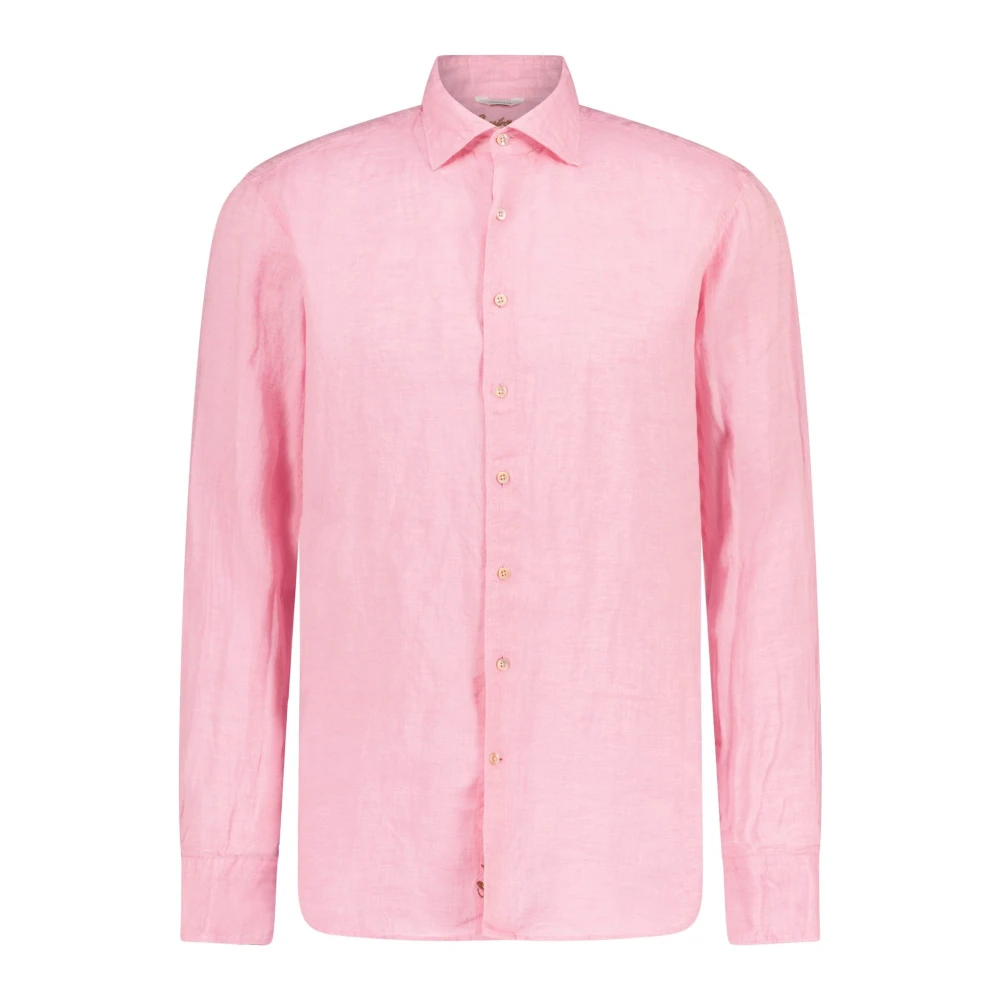 Stenströms Linnen Casual Overhemd Pink Heren
