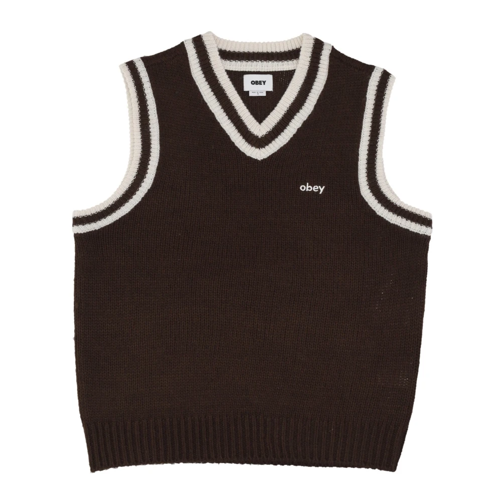 Obey Java Brun Ärmlös Sweater Vest Brown, Herr