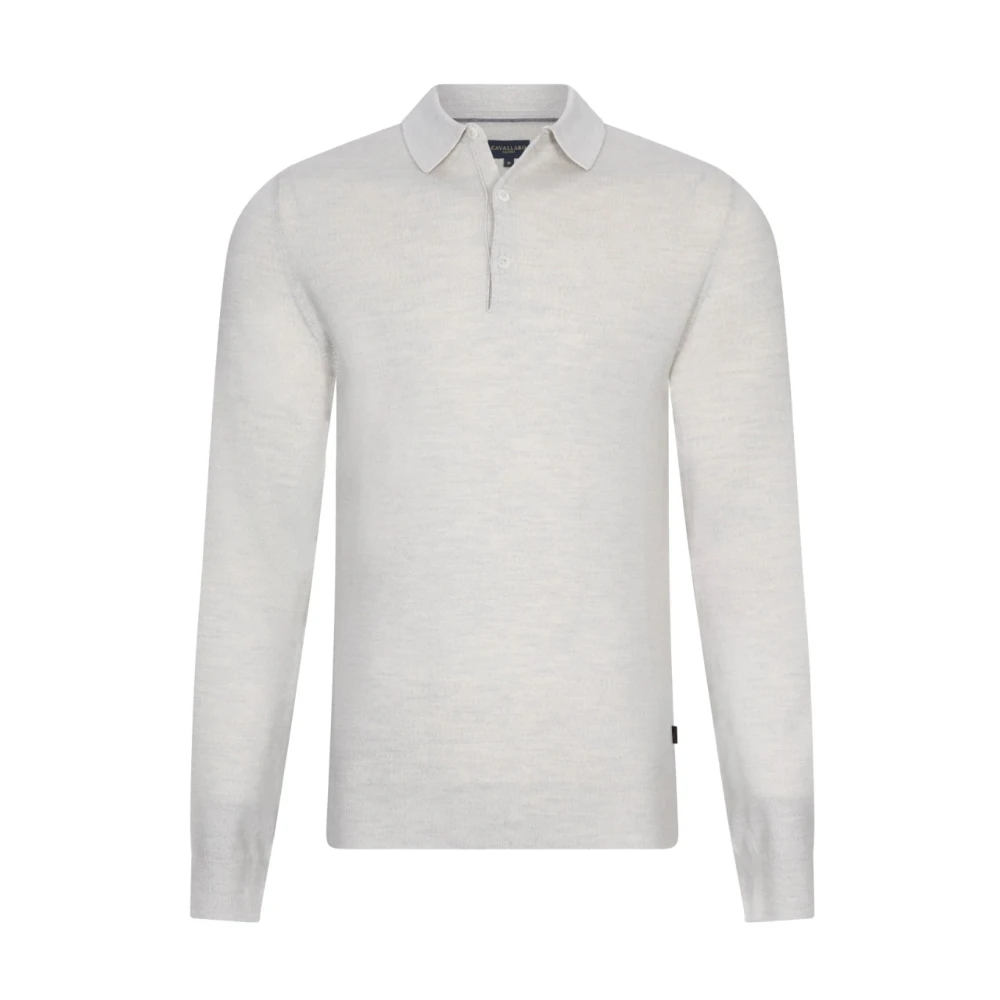 Cavallaro Merino Polo LS Creme Beige Heren