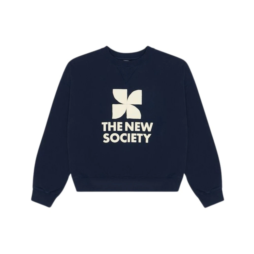 The New Society Gezellig Midnight Navy Space Woman Sweater Blue Dames