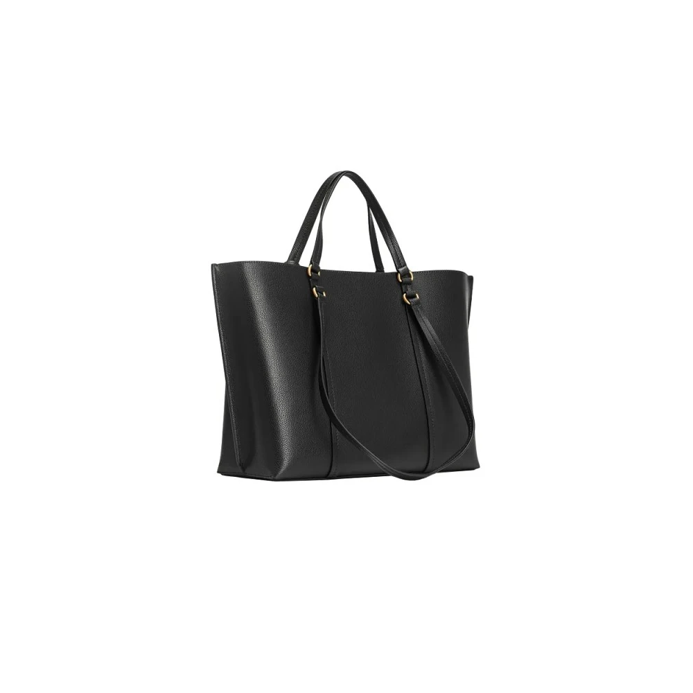 pinko Zwarte Leren Shopper Tas met Afneembare Bedel Black Dames