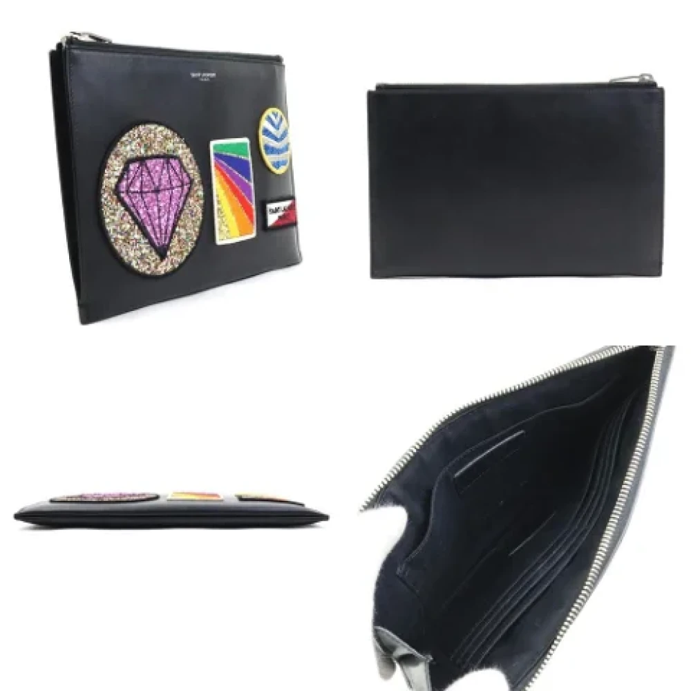 Saint Laurent Vintage Pre-owned Leather clutches Black Dames