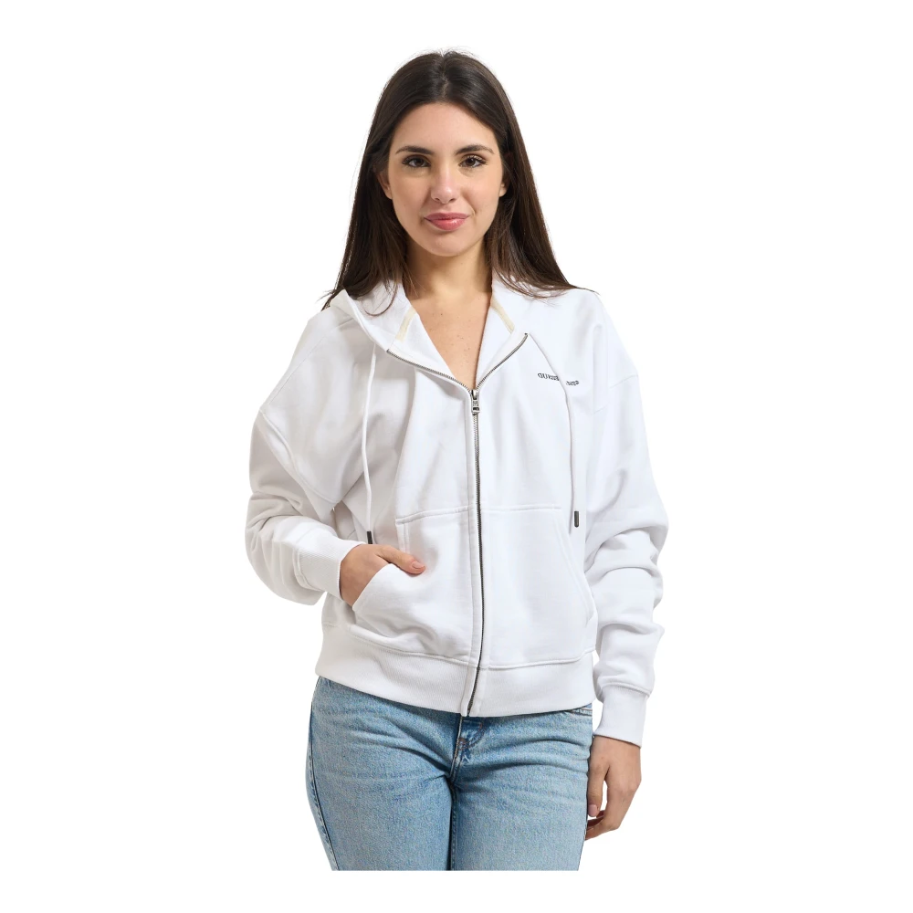 Guess Donna Bianco - Felpa Con Zip Intera - Sweatshirts & Hoodies - L