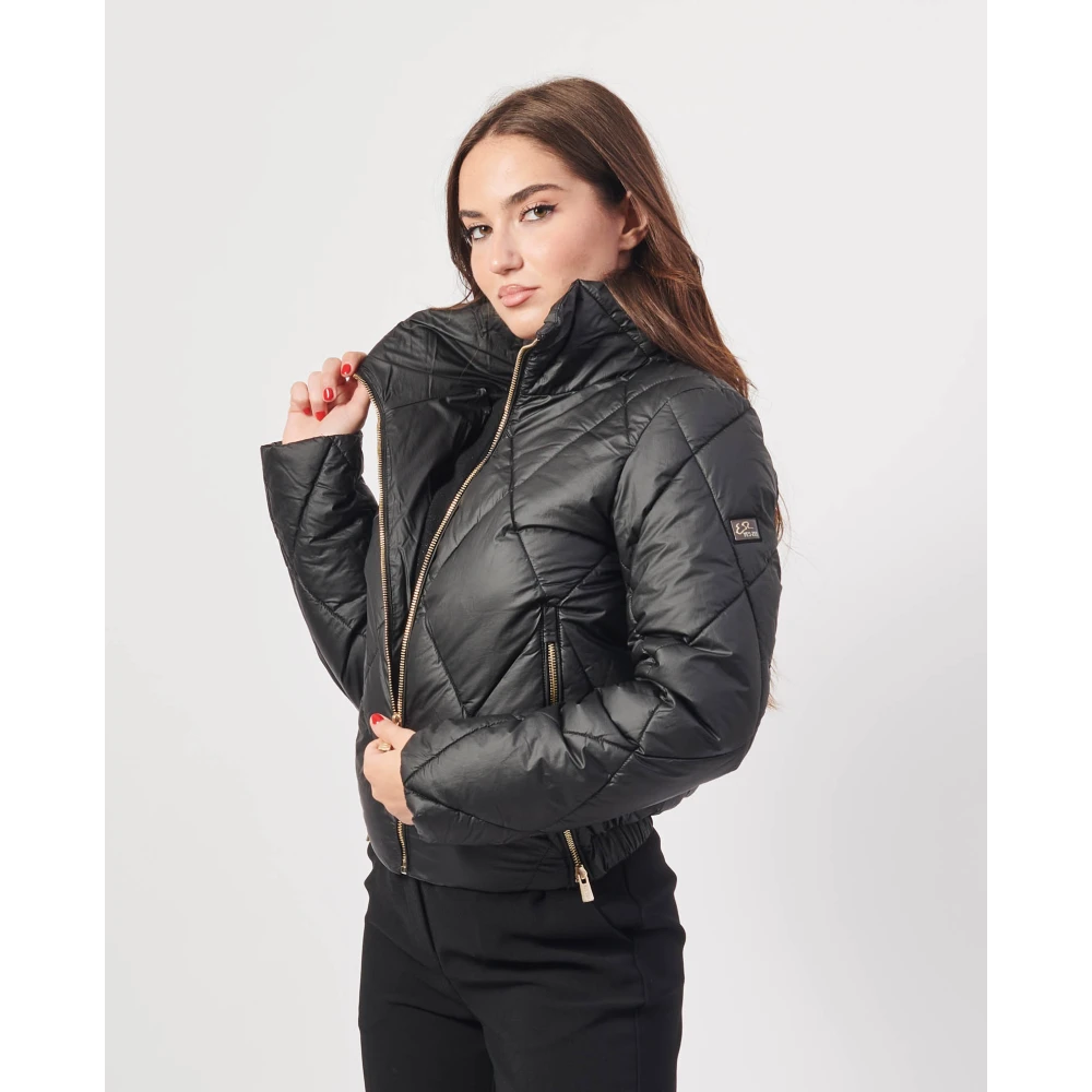 YES ZEE Korte Gewatteerde Regenjas Zwart Black Dames