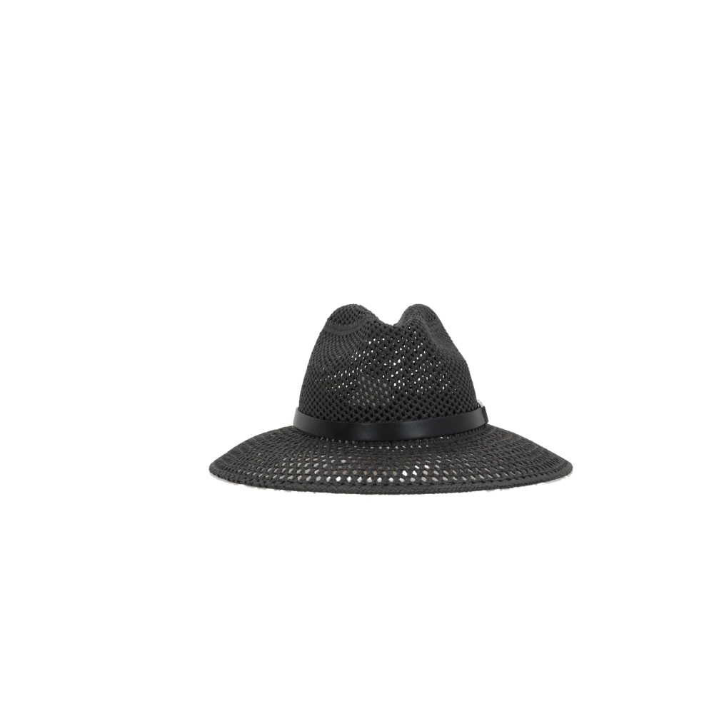 Max Mara Zwarte Sjaal Fedora Papier Leer Metaal Black Dames
