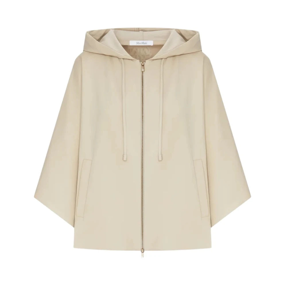 Max Mara , Ponchos, Female, Beige, 2XS, Mxmfidato Cropped Hooded Jumper