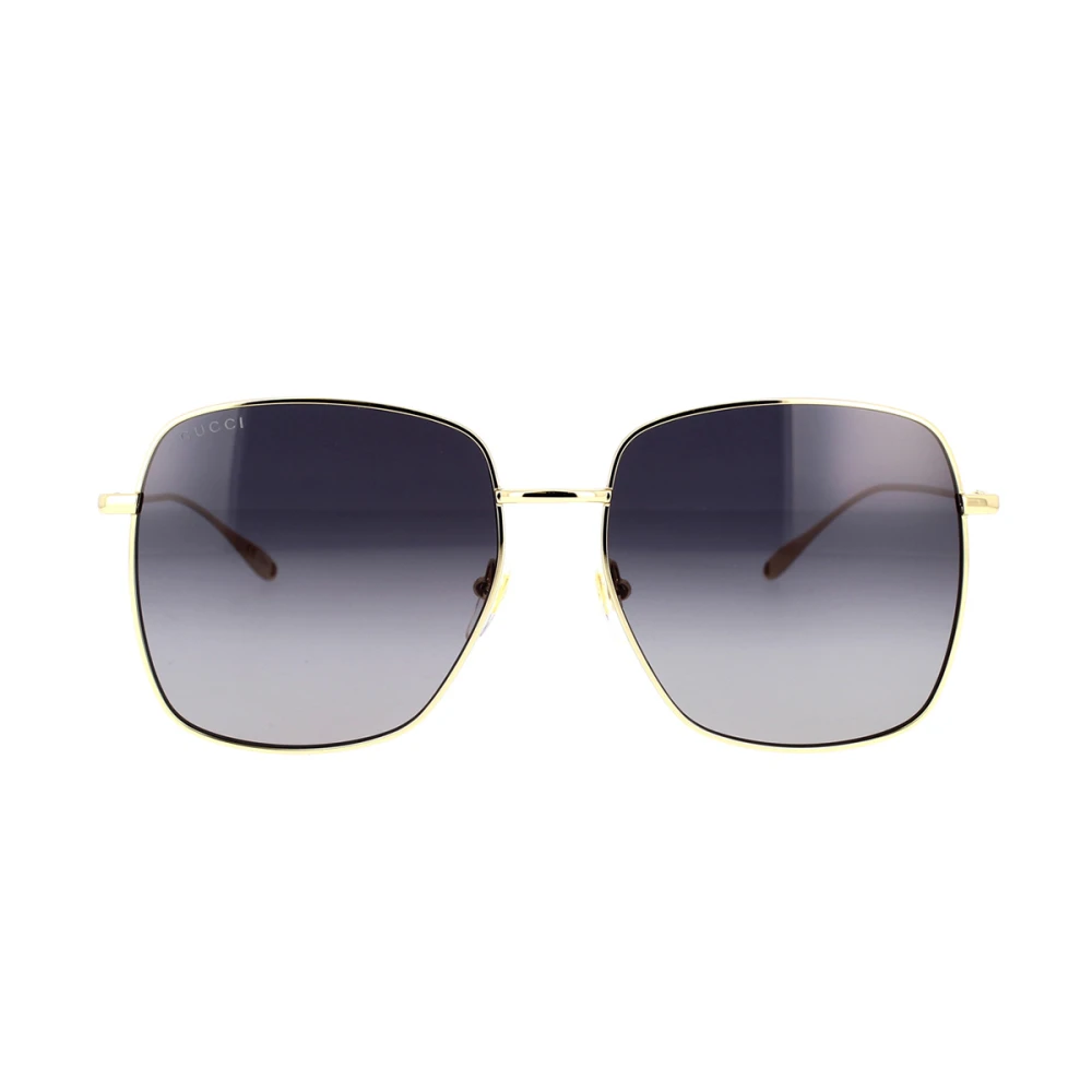 Gucci Fyrkantiga Oversized Solglasögon med Guldram och Gråtonade Linser Yellow, Dam