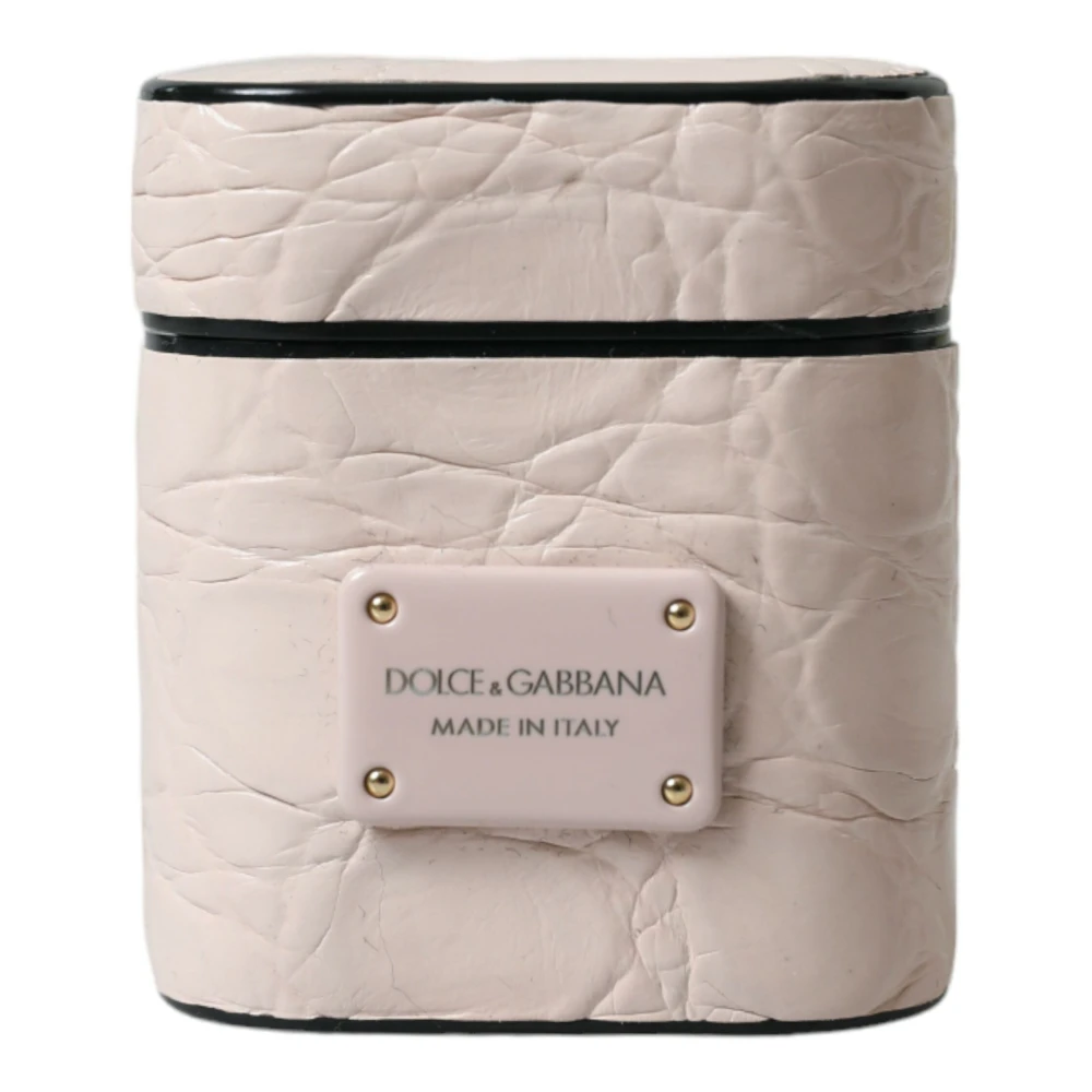 Dolce & Gabbana Unisex Pink Phone Accessories, One Size, Light Leather Airpods Case