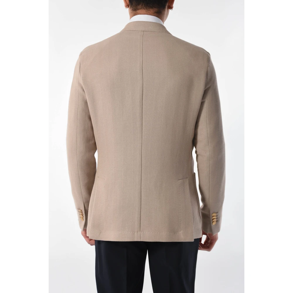 Paoloni Dubbelbreasted stoffen jas Beige Heren