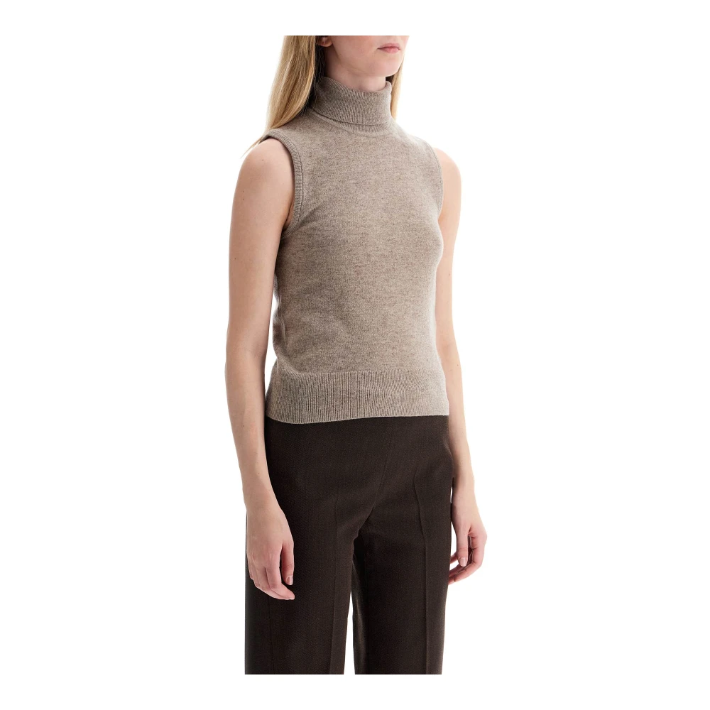 Filippa K Mouwloze Hoge Hals Wollen Trui Beige Dames