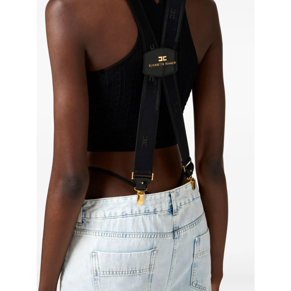 Elisabetta Franchi Denim Straight Leg Broek Oversized Fit Blue Dames