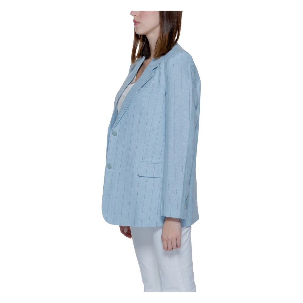 Vero Moda Pinstripe Linen Jacket Lente Zomer Collectie Blue Dames