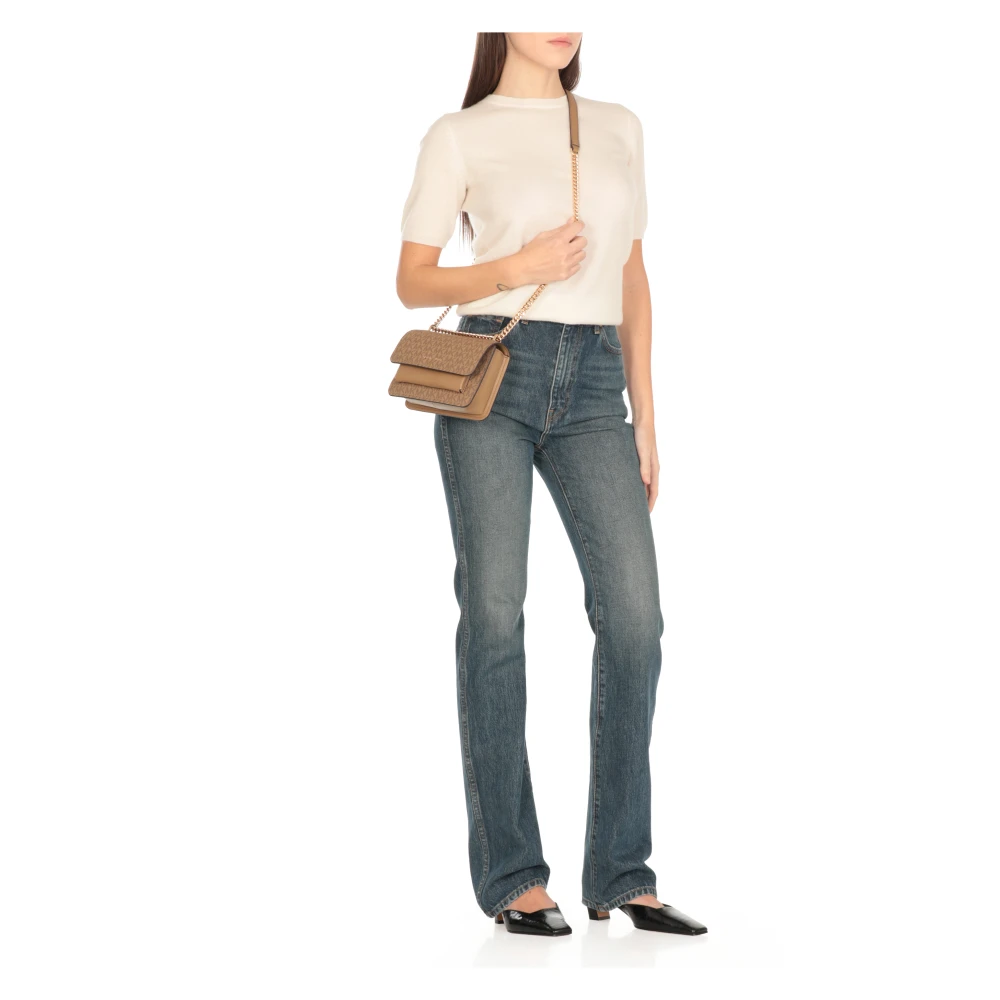 Michael Kors Bruine Schoudertas met Monogram Patroon Brown Dames