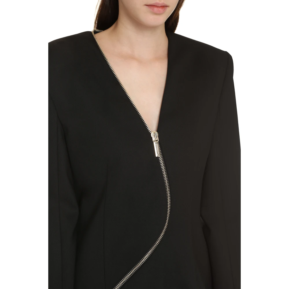 Genny V-hals Wolmix Jurk Black Dames