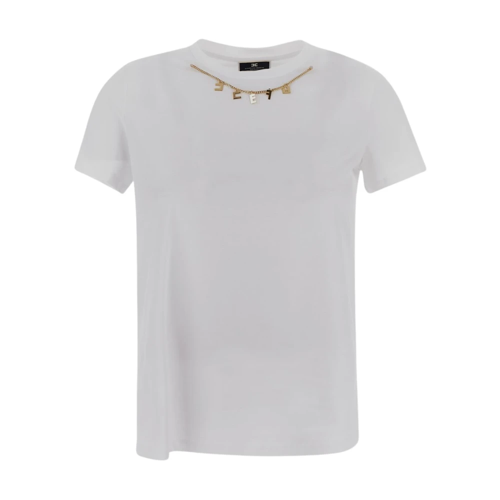 Elisabetta Franchi Katoenen Chain T-Shirt White Dames