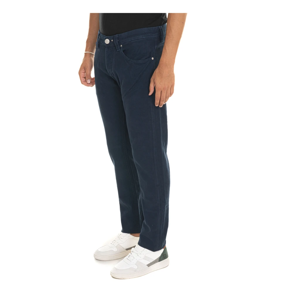 Tramarossa Aanpasbare 5-pocket broek met leren logo Blue Heren