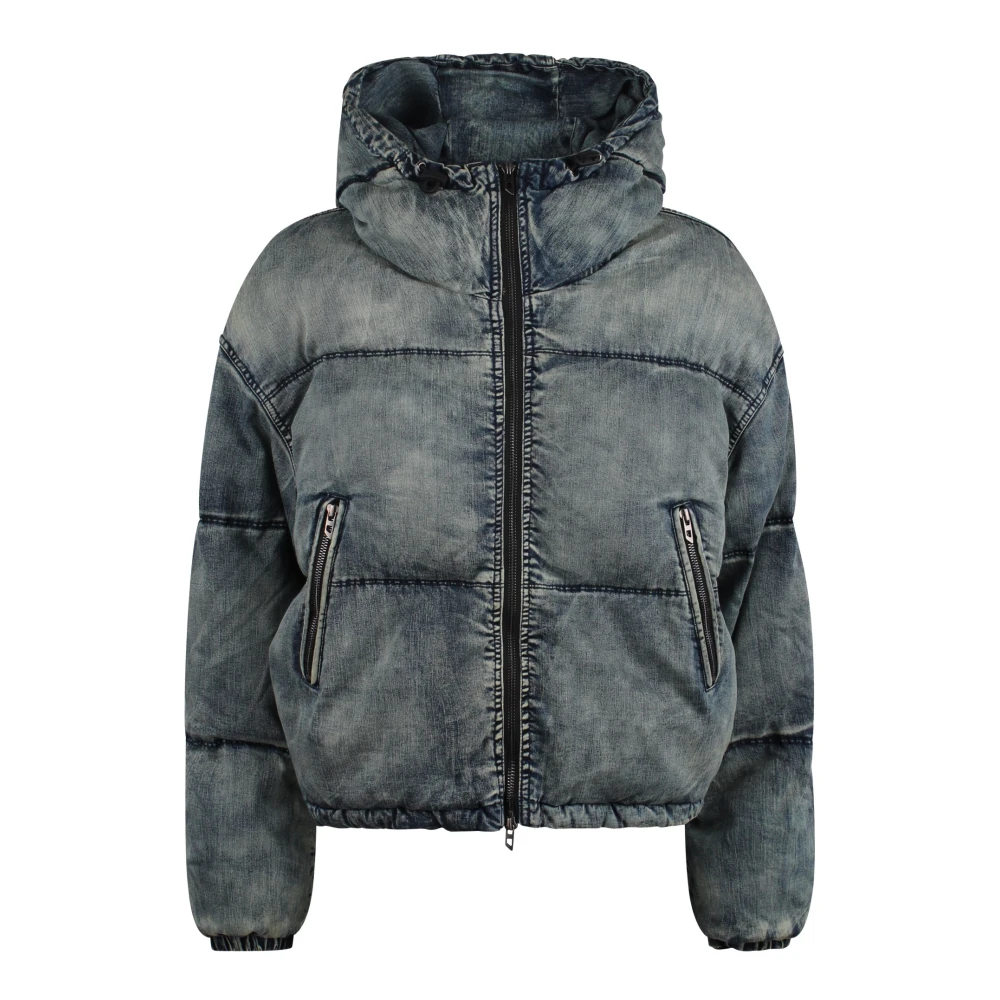 Diesel Denim gewatteerde jas met capuchon Blue Dames